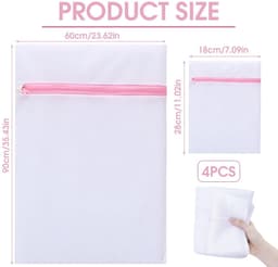 Dailygoods- Wasnet Set van 4 - Extra Grote Wasnetten - 2 Maten Waszakken - Bescherming voor Kleding - Machinewasbaar - Duurzaam Polyester - Waszak — thumbnail 5