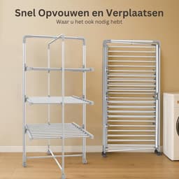 Calviero® Elektrisch droogrek - Wasrek - Verwarmd - Aluminium - 143 x 72 x 9 cm — thumbnail 5