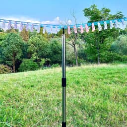 Waslijnpaal Set - Kledingdroger - Buiten Was Drogen - Verstelbare Hoogte - 7.2FT - Zilver — thumbnail 2