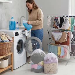Wasnetten set van 2, herbruikbare waszakken met koordstopper voor delicate kleding, ideaal voor ondergoed, babykleding en sokken (30 x 40 cm, 40 x 50 cm) — thumbnail 3