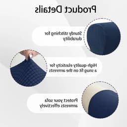 Armleuninghoezen voor Stoelen - 4 Stuks, Rekbare en Antislip Bescherming voor Meubels, Inclusief Waszak (Blauw) — thumbnail 4