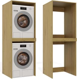 BDW Washing Machine Cabinet for Washing Machine and Tumble Dryer Pola Twin, 180 x 64 x 64 cm, Tall Bathroom Cabinet, Bathroom Furniture, Dryer, White — thumbnail 3