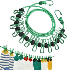 Waslijnen met Clips - Reiswaslijn Touw - Wasgoed Drogen - Winddicht Ontwerp - Tot 3.7 Meter - Groen — thumbnail 1