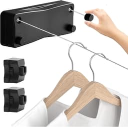 Waslijn Uittrekbaar - Drogende Lijn - Wassen Droge Ruimte - Dubbele Sterke Lijnen - 2 x 5.2 Meter - Zwart — thumbnail 1