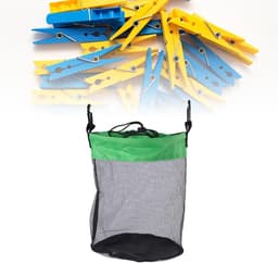 Wasknijperhouder - Opbergtas - Wasknijpers Organiseren - Ademend Mesh Materiaal - 28 x 21 cm - Grijs — thumbnail 3