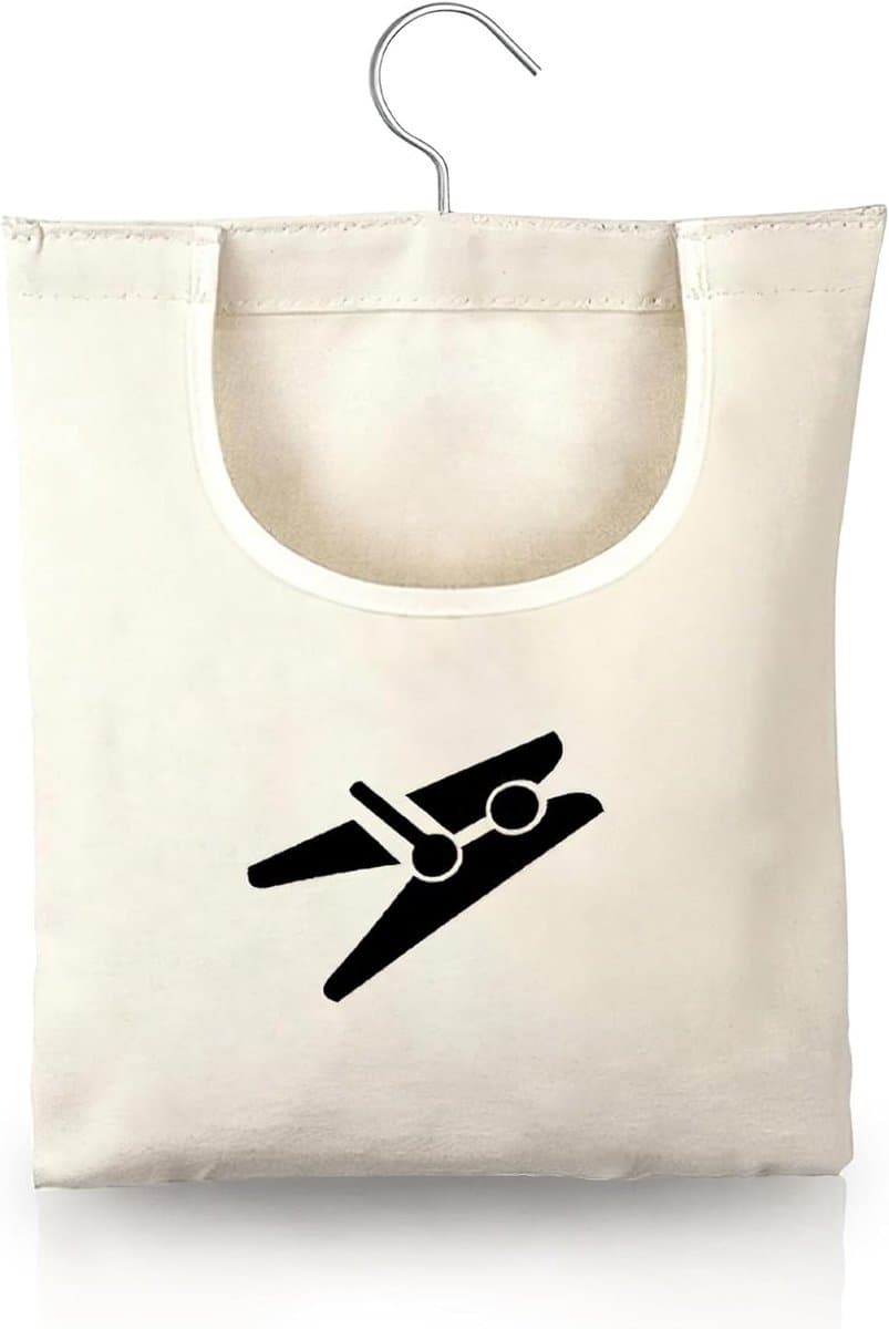 Waszak met Ophanghaken voor Opplaphaken - Katoenen Canvas Klemzak - 32x28 cm — afbeelding 1