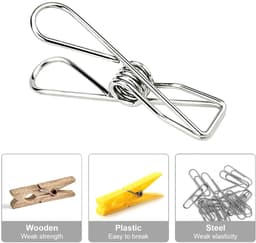 ZEYNOMAX- Wasknijpers 60 Stuks - Roestvrij Staal - Duurzaam - Antislip - Winddicht - Voor Binnen/Buiten - Compact en Draagbaar - Waslijnclips — thumbnail 2