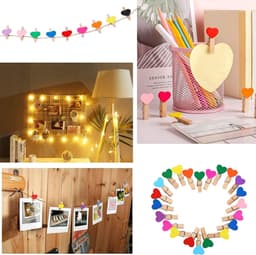 Houten Kledingknijpers - Fotoklemmen Hartjes - Decoratie Ophangen - Natuurlijk Hout - 100 Stuks - Multicolor — thumbnail 3