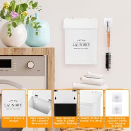 Pluisbak Wasruimte - Afvalbak Droger - Organiseren Wasgoed - Magnetische Grip - 19 x 92 x 268 cm - Wit — thumbnail 4