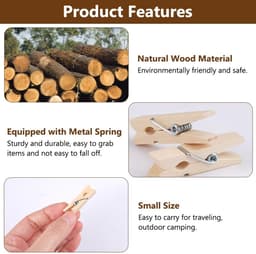 Dailygoods- Wasknijpers 150 Stuks - Kleine Houten Knijpers 3.5cm - Draagbare Knijpers voor Kleding/Foto's - Jute Touw 10m - Perfect voor Decoratie — thumbnail 4