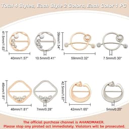 Dailygoods - T-shirt-clips - Kledingklemmen - Elegante parels - Gemengde kleuren - Decoratieve clips - Voor sjaals en kleding - 8 stuks — thumbnail 2