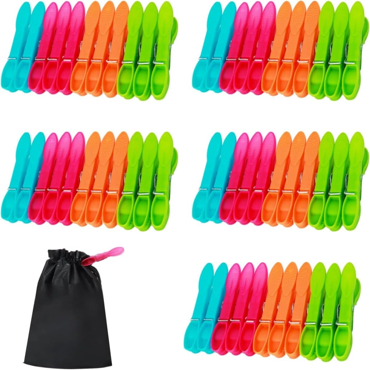 Set van 60 Sterke Kledingknijpers zonder Print met Stabiele Buitenring - Antislip Kledingknijpers voor Waslijn of Droogrek, Ideaal voor Binnen en Buiten — afbeelding 1