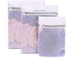 Set van 3 waszakken van mesh - Waszak met ritssluiting - Tas voor bh's, reiskleding, schoenen, koffer, sokken, ondergoed, babykleding