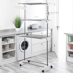 Wasrek Droogtoren - Kledingrek - Kleding Drogen - Roestvrij Staal - 75 x 44 x 158 cm - Wit — thumbnail 3