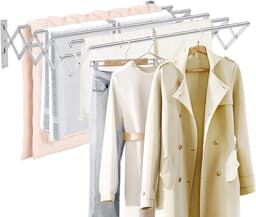 Opvouwbare Wanddroger met 7 Stangen voor Binnen en Buiten, Ideaal voor Badkamer en Balkon, Roestvrij Staal — thumbnail 1