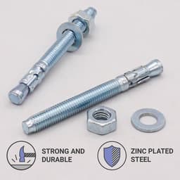 Wigankers - Metalen pluggen - Bevestigen in beton - Verzinkt staal - M10 x 100 mm - Zilverkleurig — thumbnail 2