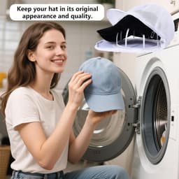 Wasring voor petten - pettenwasser met kaphouder en waszak - hoedenwas in wasmachine of vaatwasser - mesh beschermframe (27 x 22 cm) — thumbnail 3