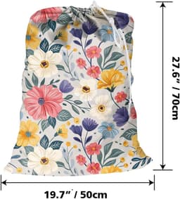 Maishijie 2 Pack Oxford Stof Heavy Duty Waszak, 35,4" x 23,6", Zeer Duurzaam, Speelgoed Opbergtas, Vuile Kleding Tas, Trekkoord met Cord-Lock, Machine Wasbaar en Herbruikbaar, Winter — thumbnail 5