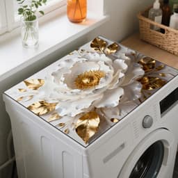 Beschermingsmat Wasdroger - Stofvrije Mat - Woonkamer Inrichting - Antislip Onderkant - 60 x 50 cm - Wit Goud — thumbnail 1