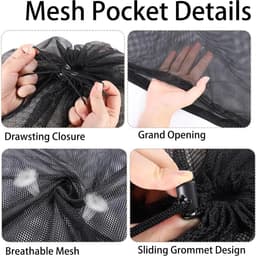 MK Stoer -Wasmachinetas - Herbruikbare waszak - Extra groot - Trekkoord - Kleding opbergen - Geschikt voor wasmachine - Wit/Zwart - 2 stuks grote wasmachinetassen, 60 x 90 cm, herbruikbare reistas met trekkoord, opbergzak voor kleding. — thumbnail 3