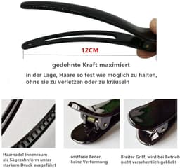 Haarklemmen Set - Kappers Clips - Haar Styling - Antislip Ontwerp - 12 cm 12 Stuks - Mat Zwart — thumbnail 5
