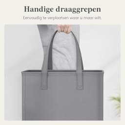 Wasmand Smal - Wasverzamelaar Opvouwbaar - Ruimtebesparend Opbergen - Stevig Metalen Frame - 50 Liter 41x22x55cm - Grijs — thumbnail 2