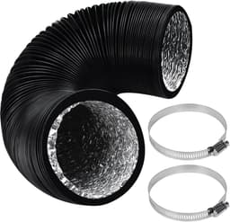 Flexibele Afzuigslang PVC Zwart - Aluminium Luchtkanaal 125 mm x 2,5m voor Afzuigkap, Badkamer & Droger - Inclusief Klemmen — thumbnail 1