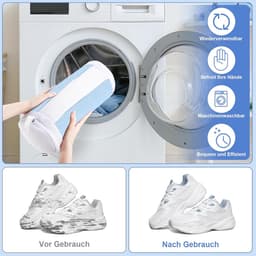 Famanu – 2 stuks schoenwaszakken, wasmachine, 40 x 20 cm, herbruikbare schoenenzak, waszak, groot, blauw wit — thumbnail 5