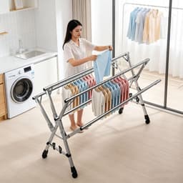 Opvouwbaar Wasrek - Kledingdroger Wielen - Buiten Droge Kleding - Verstelbare Lengte - Tot 240cm — thumbnail 5