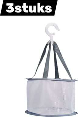 3 stuks - Droognet voor schoonheidsverzorging - Droogmand voor kleding - Mini netdroogmand - Hangende droogmand voor kleding - Opvouwbaar droognet voor stoffen - Grijs — thumbnail 1