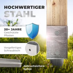 Novatool 6x Grondhulsset 91x91x750 mm, Grondhuls Parasolpaalsteunen Hekpaal Houten paal Grondhulzen Inslaghuls Grondanker Grondpen voor inslaan, Verzinkt, met schroeven — thumbnail 5