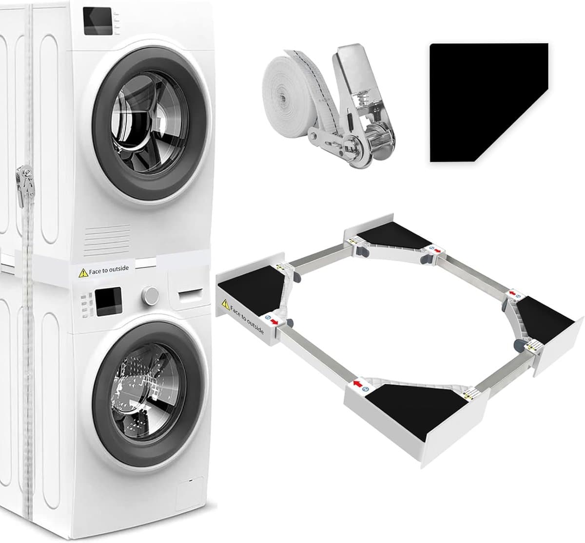 Universele stapelset voor wasmachine en droger - Verstelbaar tussenframe 46-66 cm — afbeelding 1