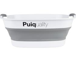 Puiquality Opvouwbare Wasmanden met Handvaten - 26 Liter - Siliconen Wasmand - Wit/Grijs