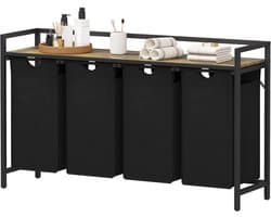 Wassorteerder - Met 4 Vakken, Opbergplank en Uittrekbare Zakken, 168L (4x 42L) - Voor Wasruimte, Badkamer en Slaapkamer - Zwart