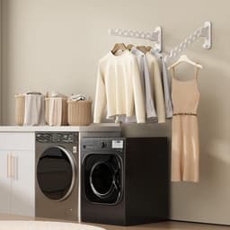 Titel: Foldable Wall Mounted Clothes Drying Rack Clothes Hanger Clothes Dryer White — thumbnail 4