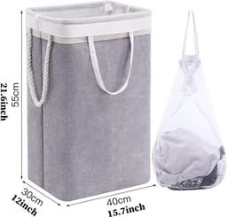 Opvouwbare wasmand - Wasmand met deksel - Opvouwbare waterdichte prullenbak - met uitneembare tas - Wasmand met grote capaciteit - Opbergtas - voor slaapzaal, slaapkamer, badkamer, kleding en speelgoed - Bruin — thumbnail 5
