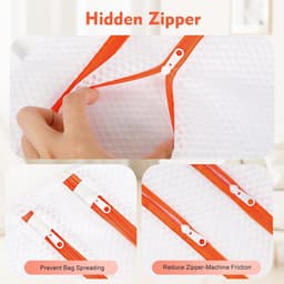 3 stuks - Waszakken - dubbele rits waszak - waszak met handvat - wasmachine zakken met rits - anti-deformatie - voor truien , shirts , ondergoed , sokken - wit - 30x30 cm , 40x40 cm , 50x50 cm — thumbnail 2