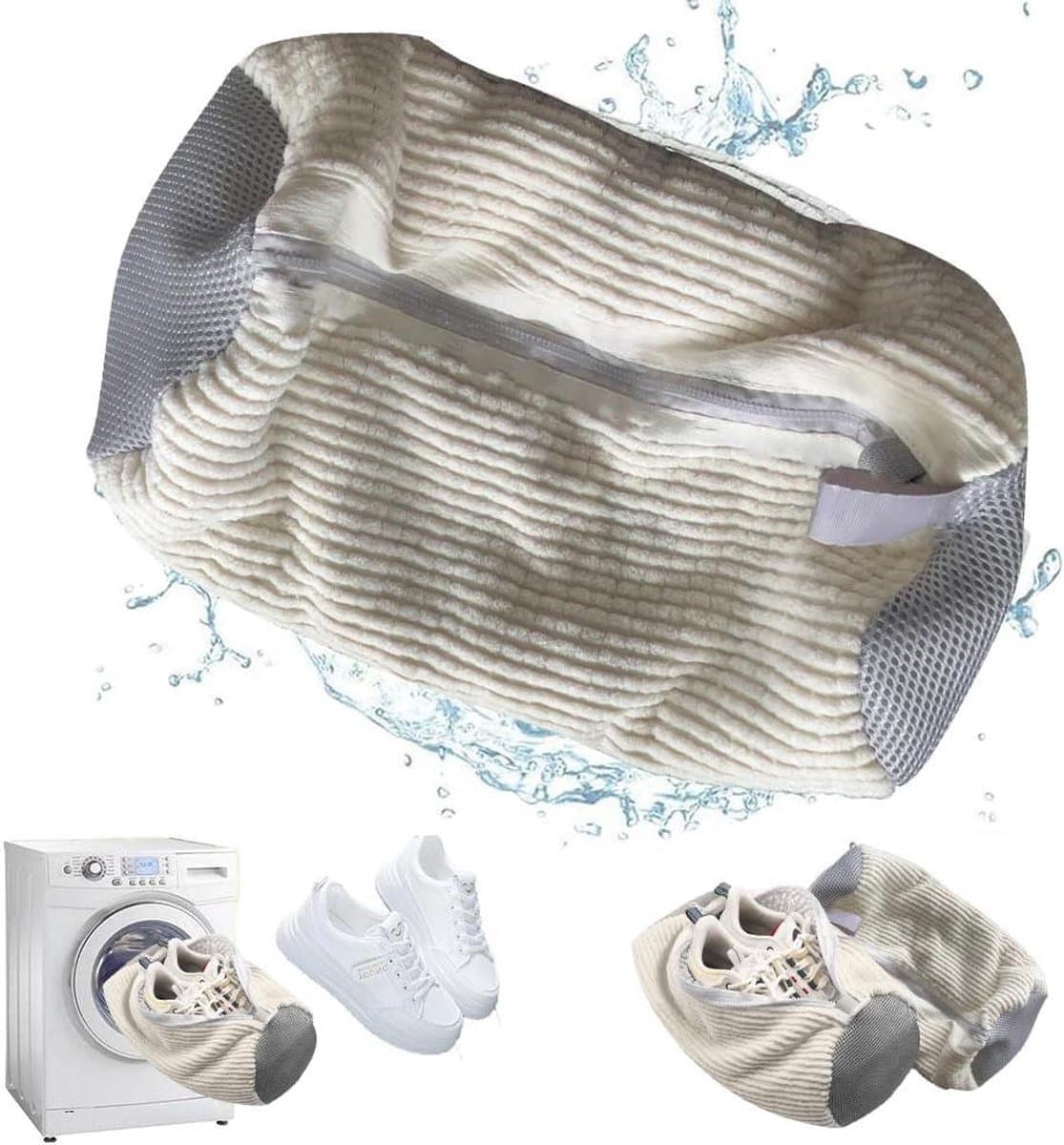 Allecto Plus - Schoenen Waszak voor Wasmachine met Zachte Borstel voor Schoenreiniging - Verhoogde Binnenwrijving - Vuilvrij Schoonmaken (Wit) — afbeelding 1