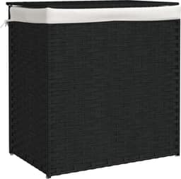 vidaXL - Wasmand - met - 2 - vakken - 53x35x57 - cm - poly - rattan - zwart — thumbnail 1