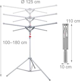 Droogrek inklapbaar - hoogte verstelbaar 100-180 cm - grijs — thumbnail 3