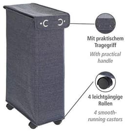 Stijlvolle wasmand met deksel en wielen - 43L ruimtebesparende opbergtas voor wasgoed — thumbnail 5