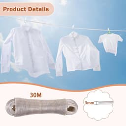 30 meter waslijn voor binnen en buiten drogen van kleding — thumbnail 4