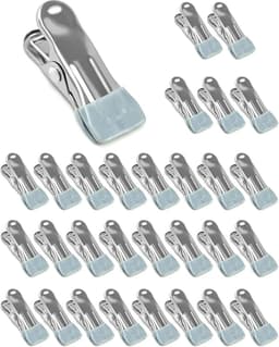 Allecta - Roestvrijstalen wasknijpers - 30 stuks - Antislipclips - Grijs - Voor sokken, schoenen, handdoek, voedselafdichting, foto's — thumbnail 2