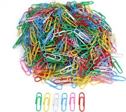 600 Gekleurde Paperclips Klein - Kunststof Gecoat Ijzer voor Documenten, Foto's en Posters — thumbnail 1