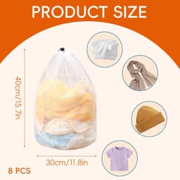 IMPERATORIS® Waszakjes voor Wasmachine - Bescherming voor Fijne Was en Schoenen - Mesh Wasnet met Rits - Voorkomt Slijtage - Set van 8 - Wit - 40 x 30 cm — thumbnail 2