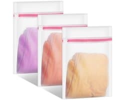 IMPERATORIS® Waszakjes voor Wasmachine - Bescherming voor Fijne Was en Schoenen - Mesh Wasnet met Rits - Voorkomt Slijtage - Set van 3 - wit , rose - 30 x 40 cm
