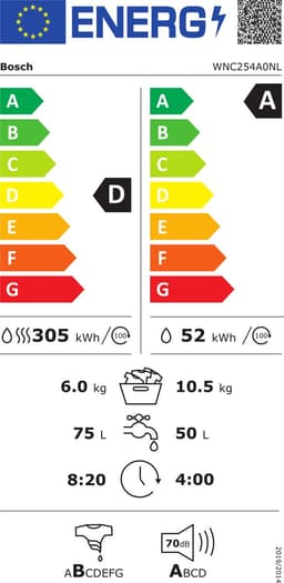 BOSCH WNC254A0NL i-Dos -  Was-droogcombinatie - 10.5 kg + 6 kg - 1400 rpm - 70 dB — thumbnail 2