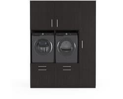 Wasophoogte® Wasmachine Kast Barcelona - Wasmachine verhoger - Wasmachine ombouw - 700(D)*1780(B)*2350(H) mm - Zwart