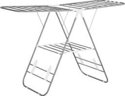 HOMCOM Inklapbaar wasrek, roestvrij staal, kunststof, zilver, wit 850-121 — thumbnail 1