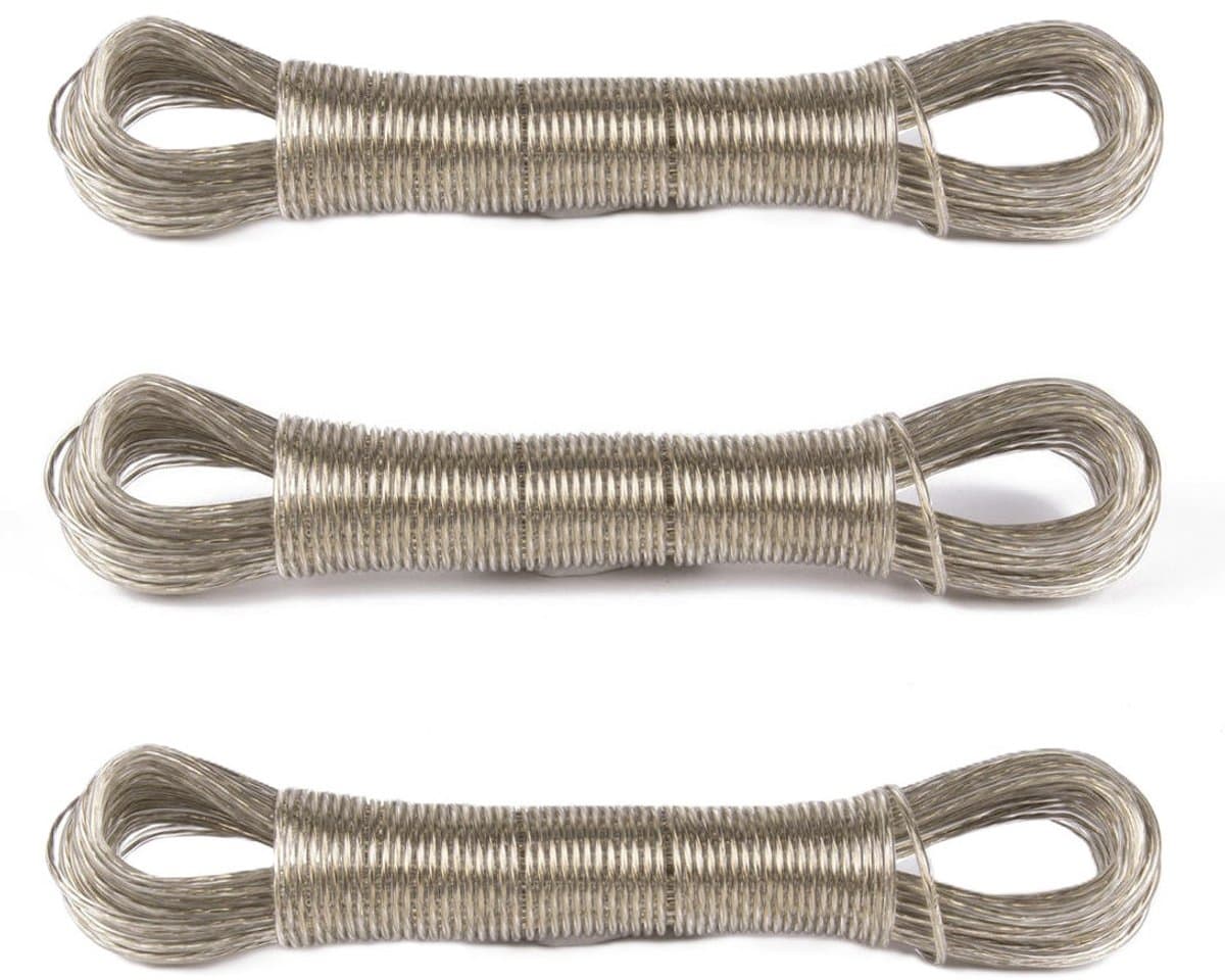 Benson Waslijn - 3x - kledinglijn - 20 meter - geplastificeerd - staalkern — afbeelding 1
